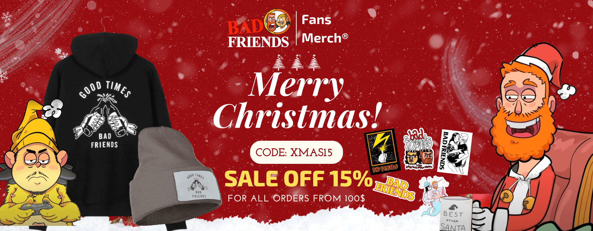 Bad Friends Store XMAS BANNER - Bad Friends Store
